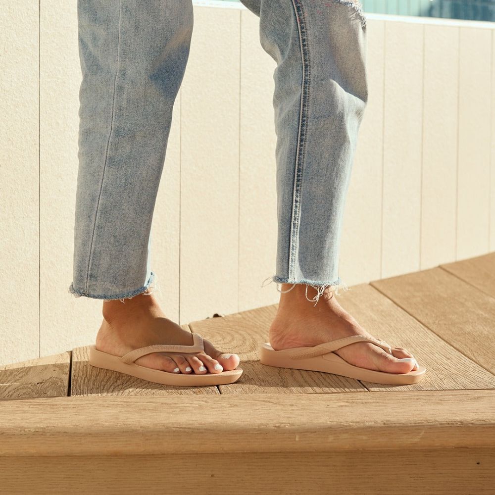 Archies Women's Arch Support Flip Flops in Tan - Getoutside Shoes