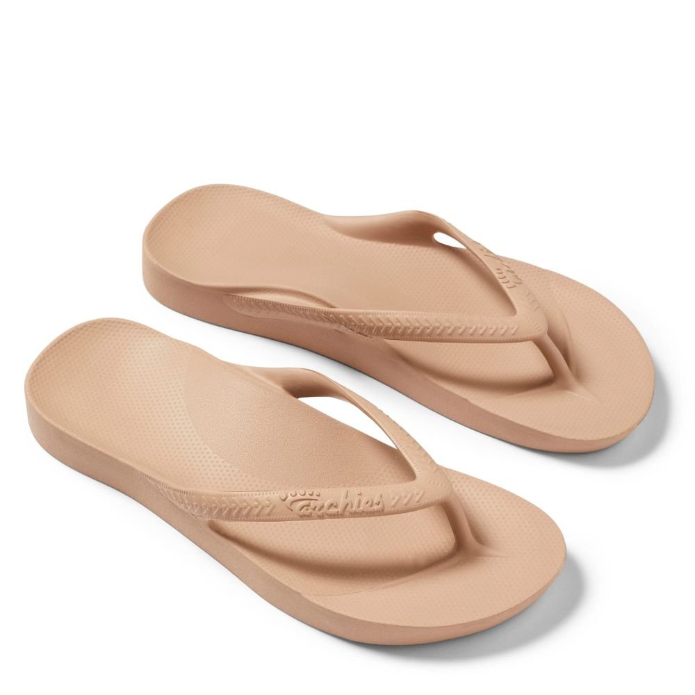 Archies Women's Arch Support Flip Flops in Tan - Getoutside Shoes