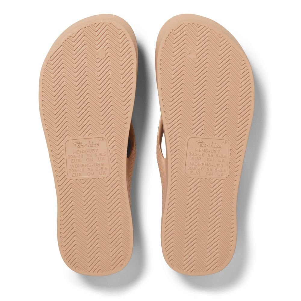 Archies Women's Arch Support Flip Flops in Tan - Getoutside Shoes