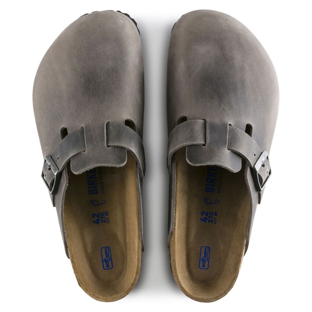 Birkenstock Men's Boston Softbed Oiled Leather in Iron