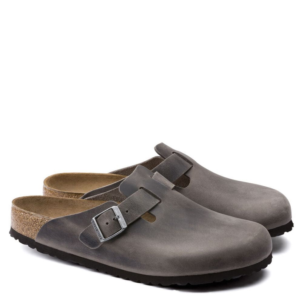 Birkenstock Men's Boston Softbed Oiled Leather in Iron