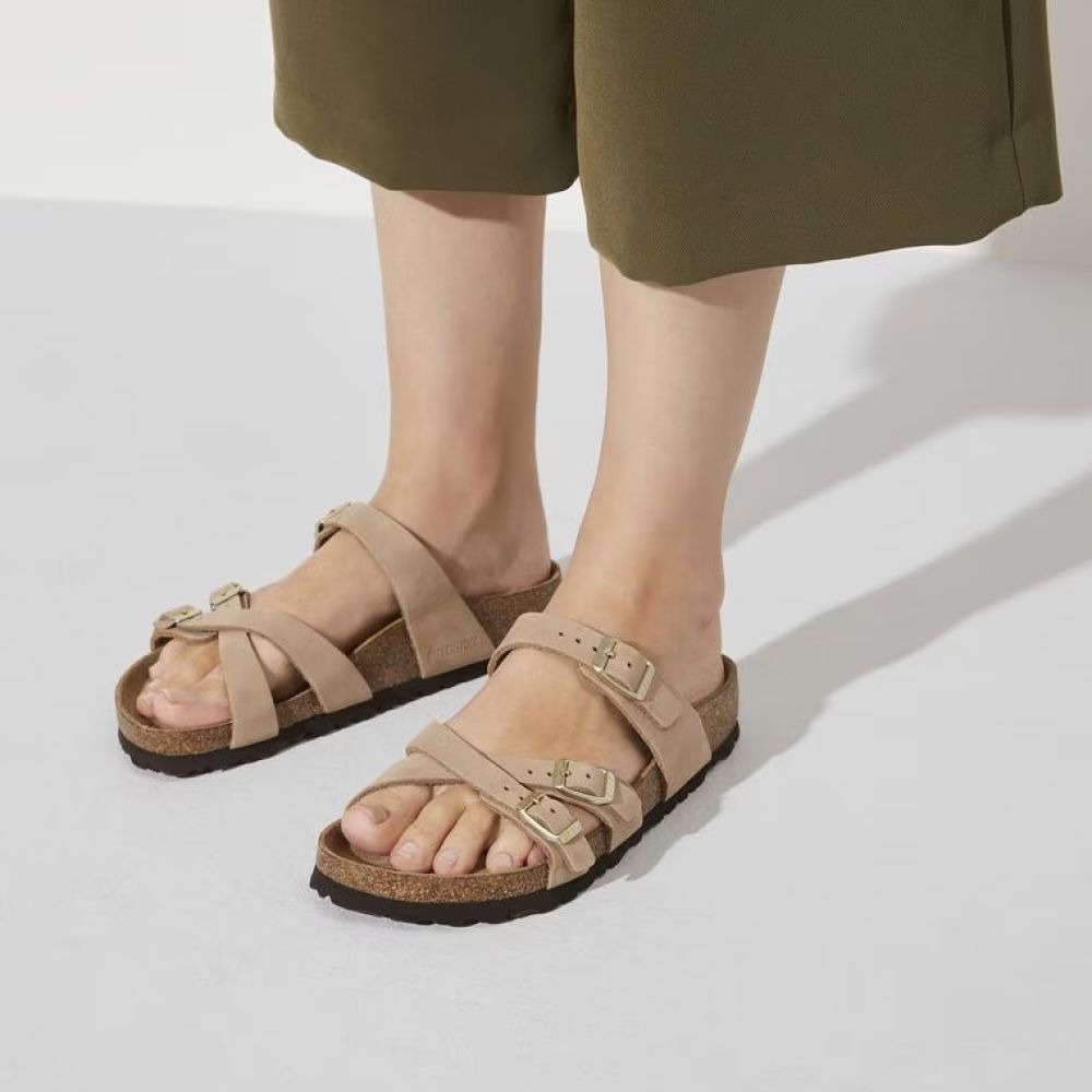 Birkenstock Women's Franca Nubuck Leather Soft Footbed in Sandcastle