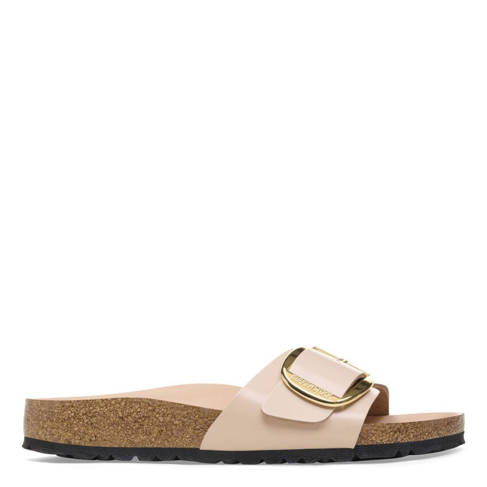 Birkenstock Women's Madrid Big Buckle Natural Leather Patent in New Beige (Narrow WIdth)
