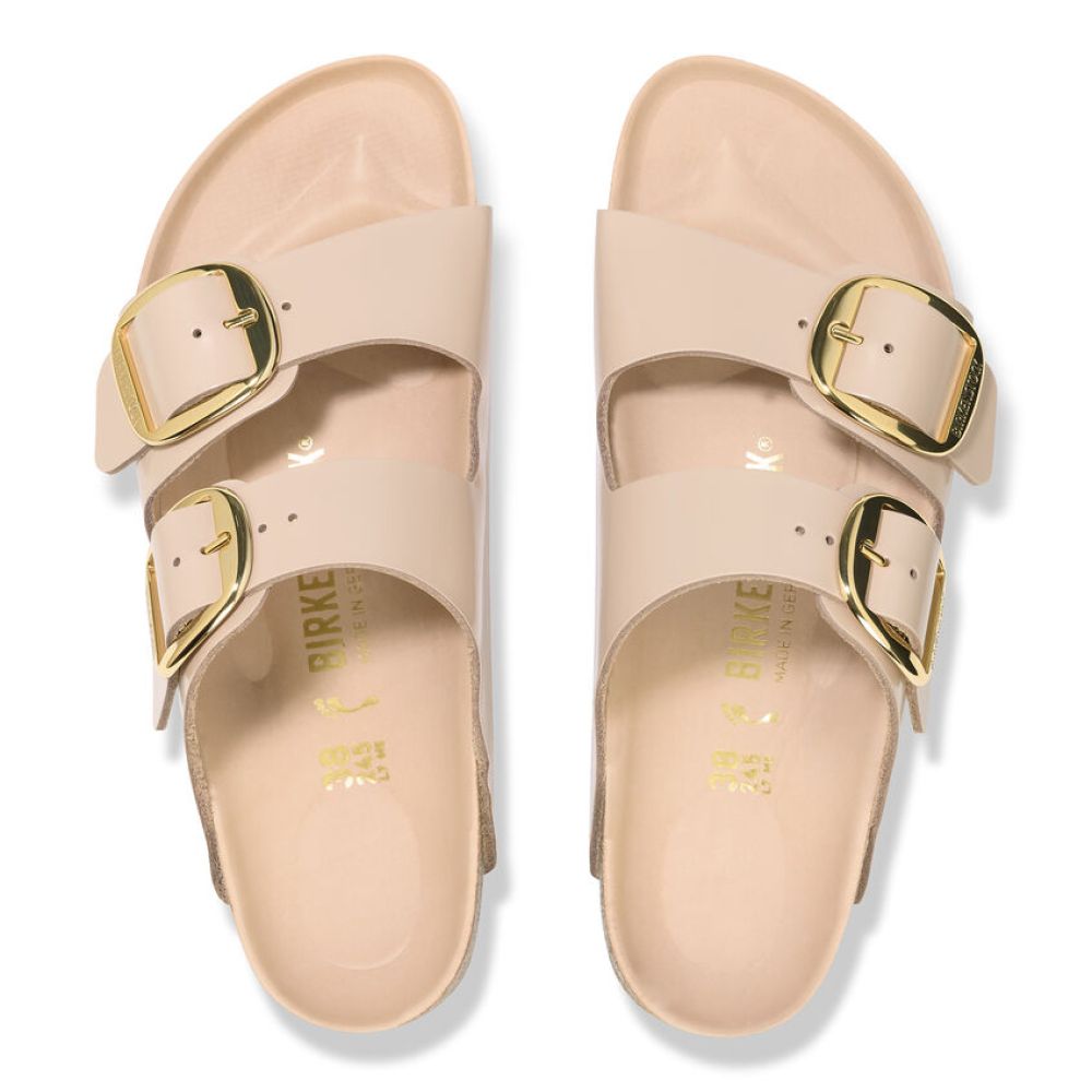 Birkenstock Women's Arizona Big Buckle Natural Leather Patent in New Beige (Narrow WIdth)