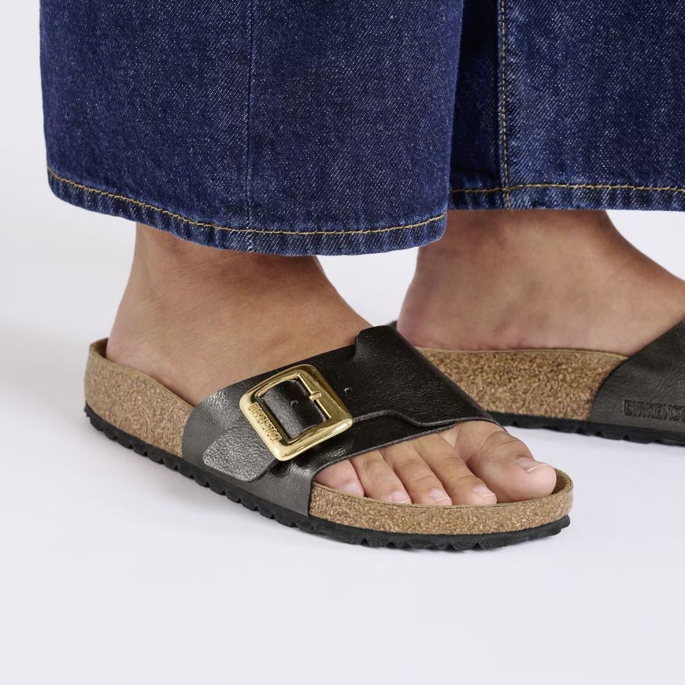 Birkenstock Women's Catalina Luxe Buckle Birko-Flor in Graceful Licorice (Narrow Width)