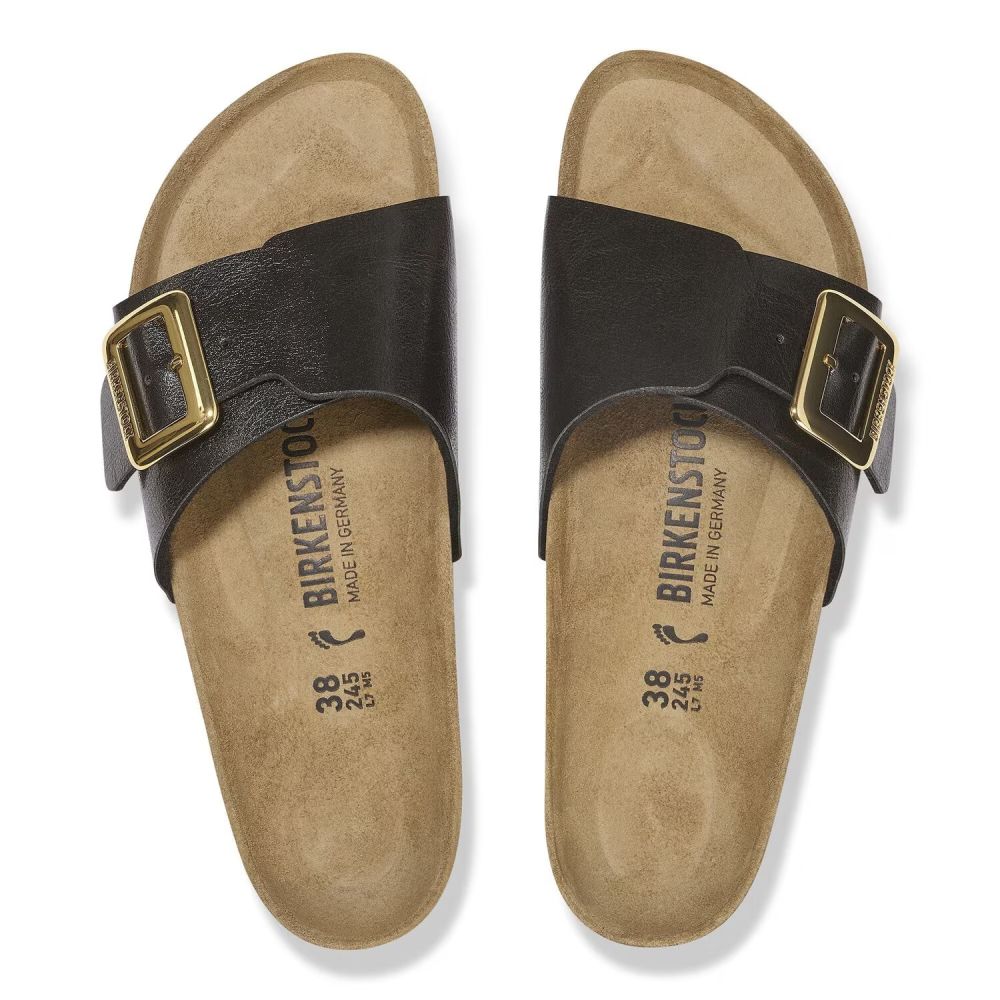 Birkenstock Women's Catalina Luxe Buckle Birko-Flor in Graceful Licorice (Narrow Width)