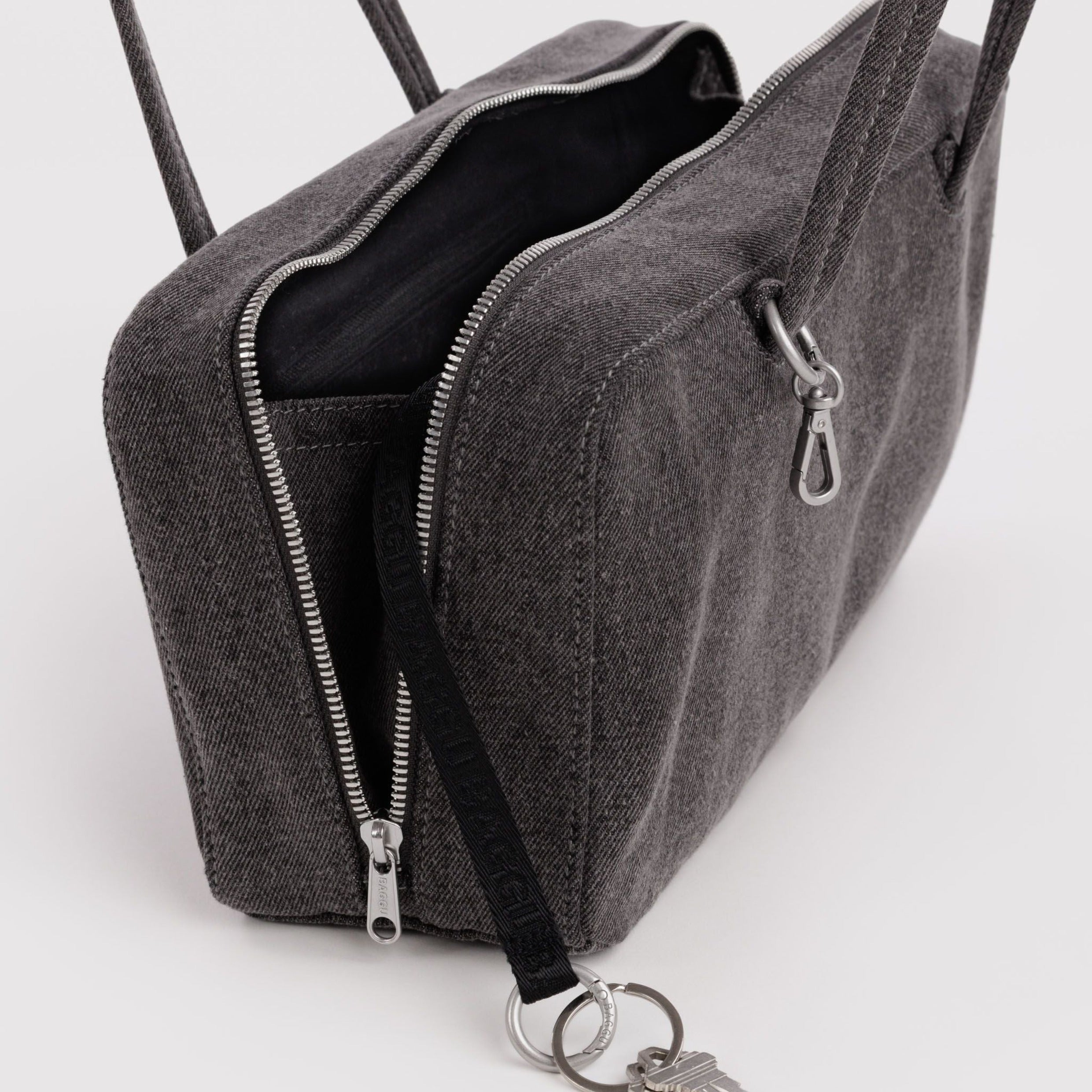 Baggu Denim Bowler Bag - Washed Black Denim – Te Koop