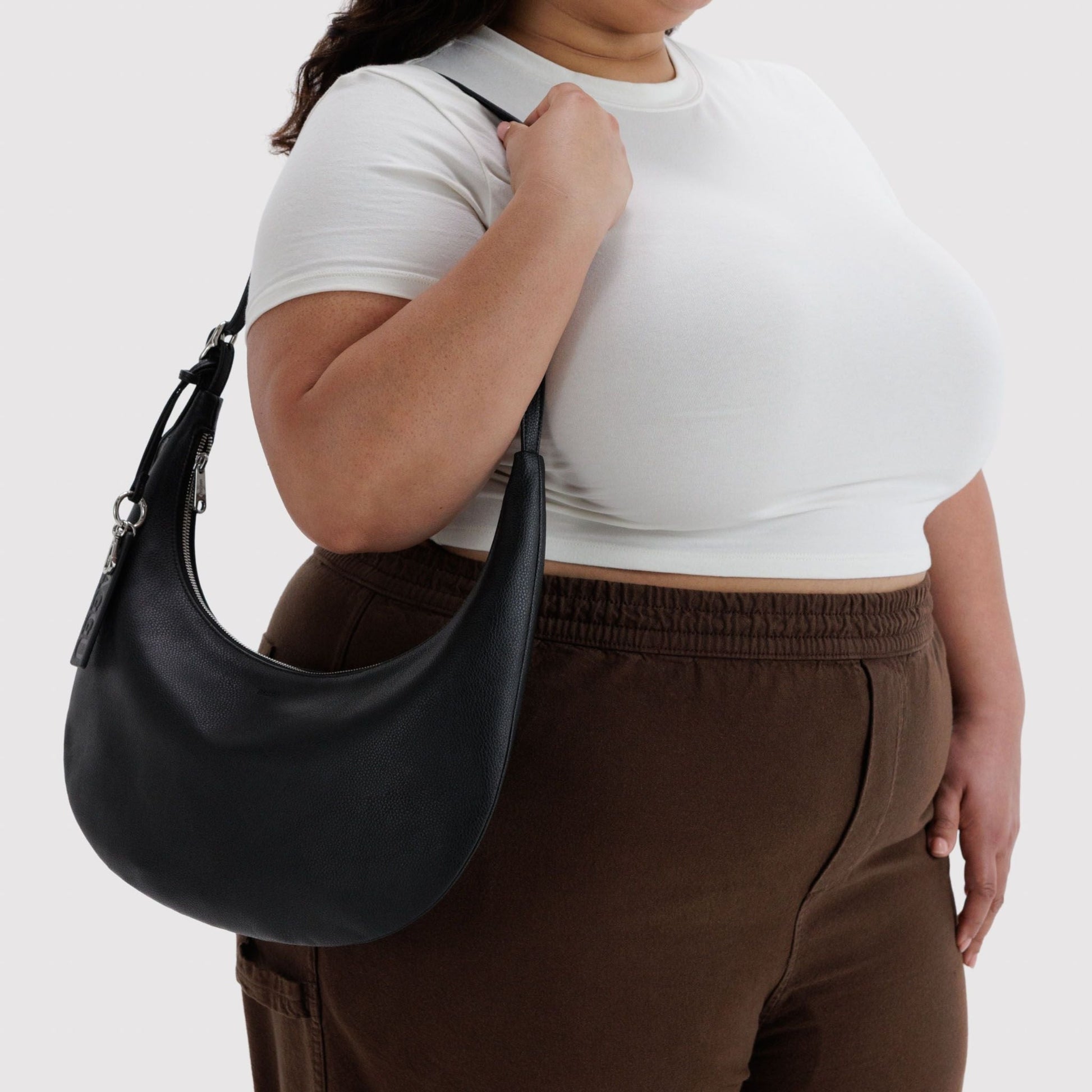 Baggu Medium Recycled Leather Flat Crescent