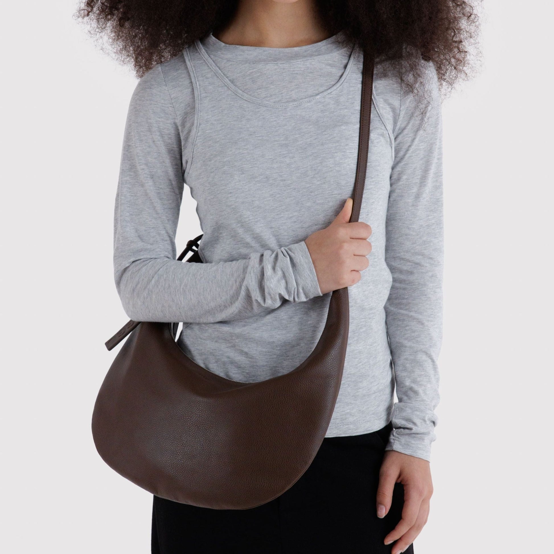 Baggu Medium Recycled Leather Flat Crescent
