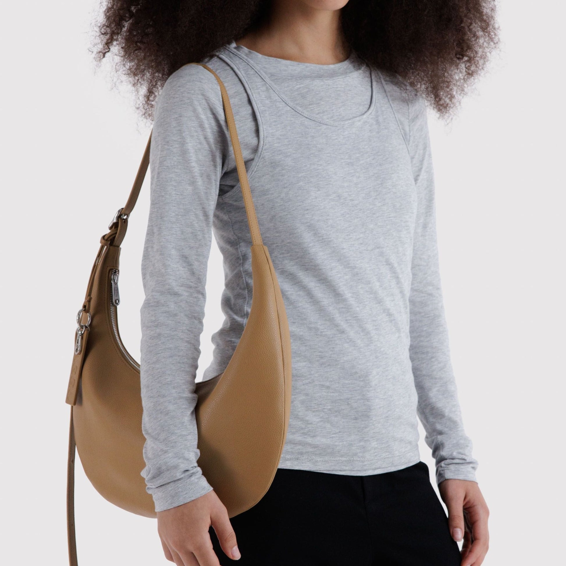 Baggu Medium Recycled Leather Flat Crescent