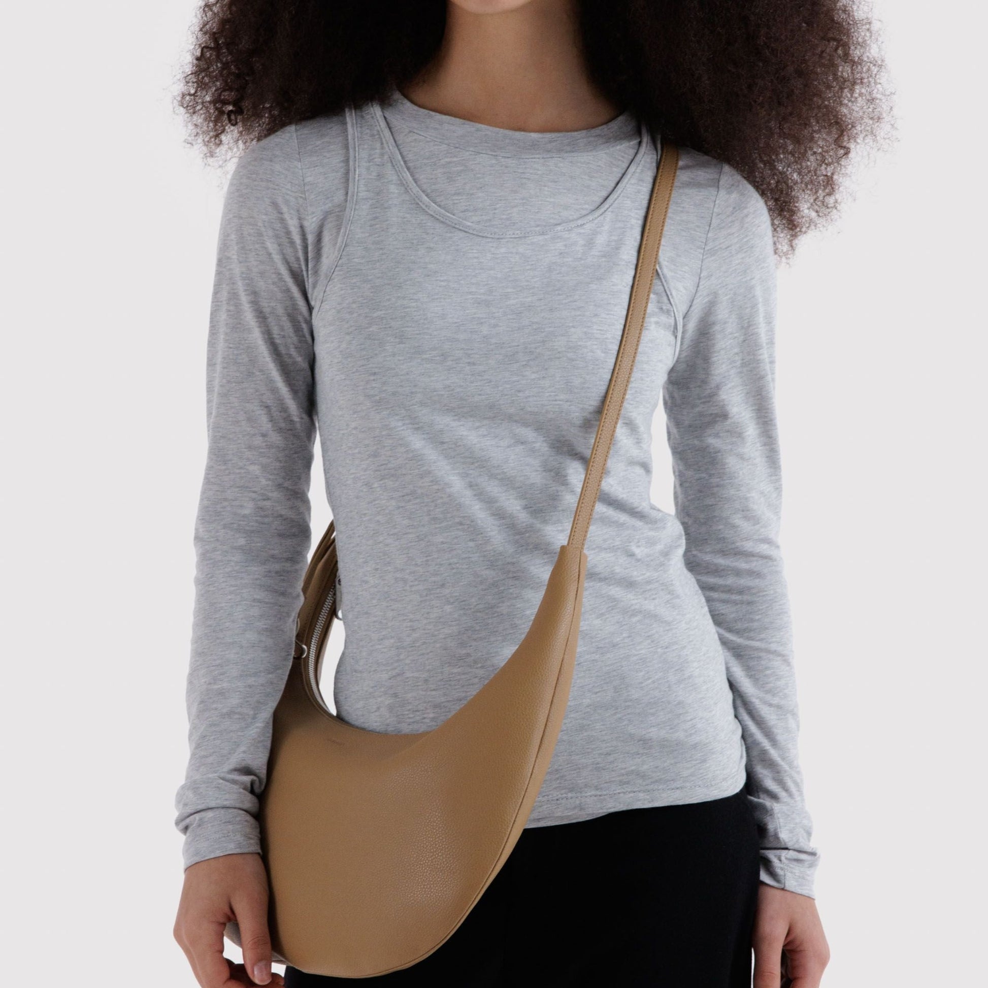 Baggu Medium Recycled Leather Flat Crescent