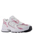 New Balance 530 in White with Pink Sugar and Silver Metallic