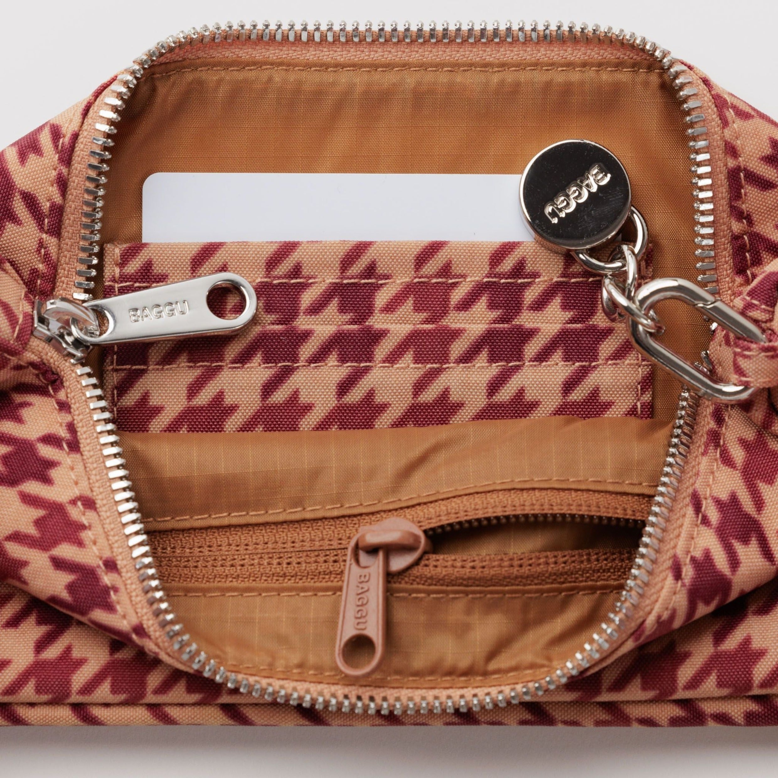 Baggu Nylon Pochette - Tan Houndstooth – Te Koop