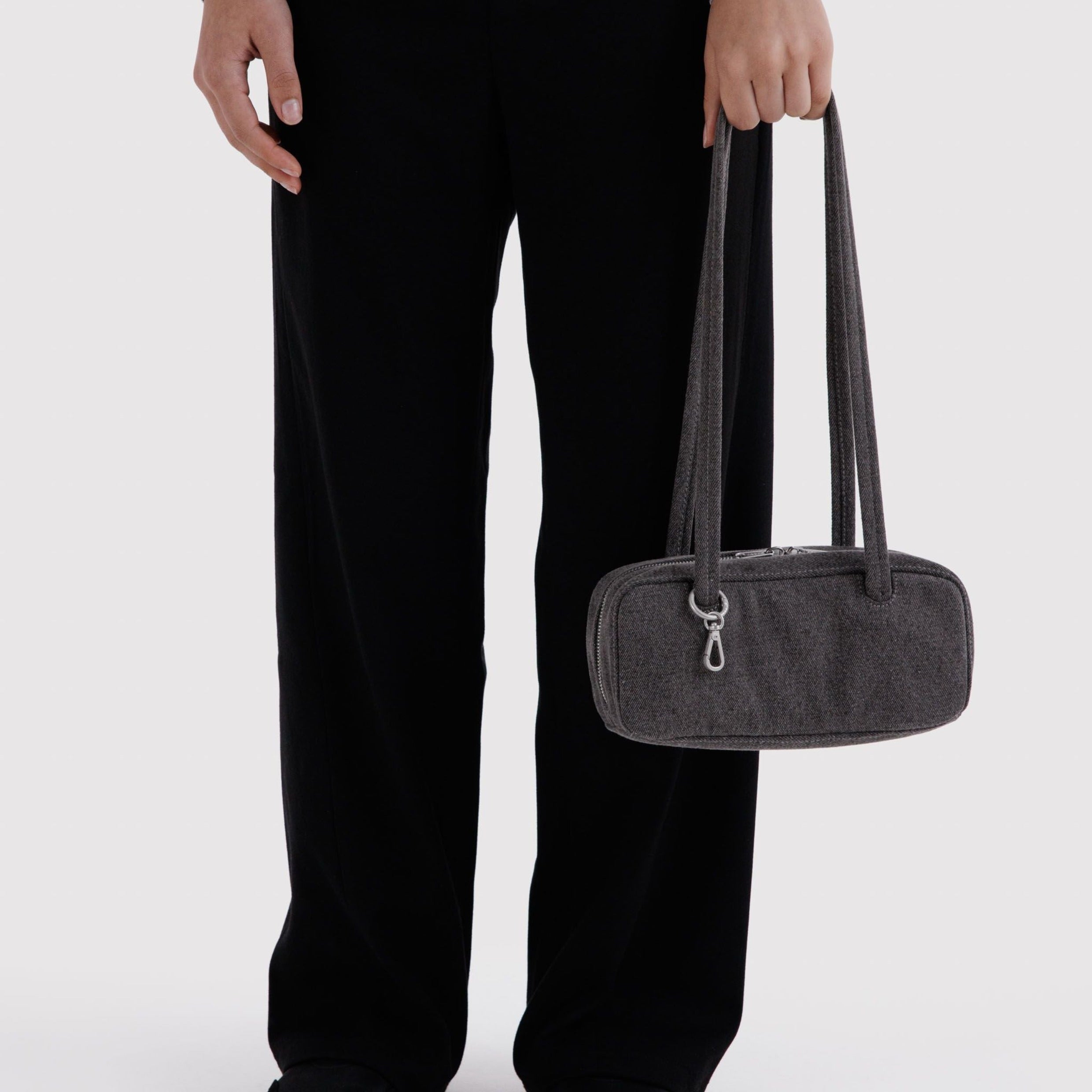 Baggu Small Denim Bowler Bag - Washed Black Denim – Te Koop