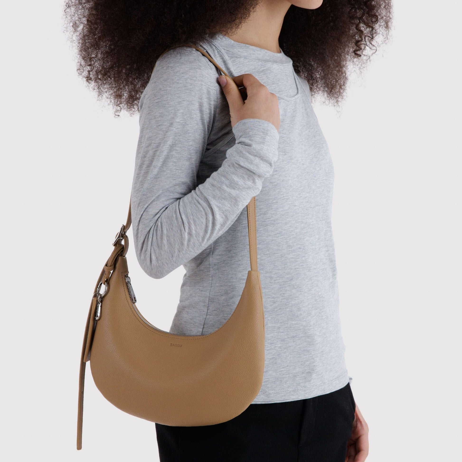 Baggu Small Recycled Leather Flat Crescent