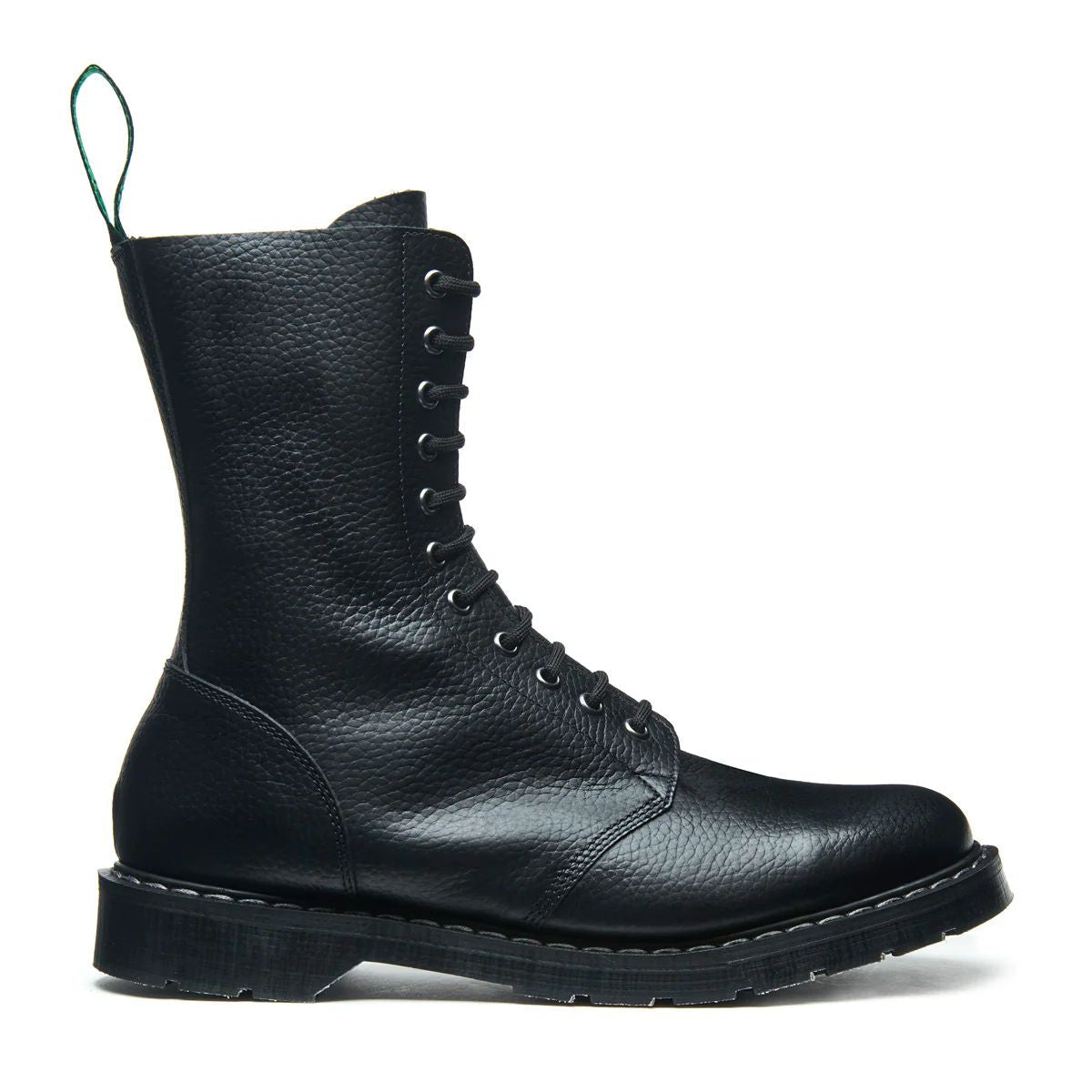 Solovair 11 Eye Astronaut Boot in Black Greasy Grain - Getoutside Shoes