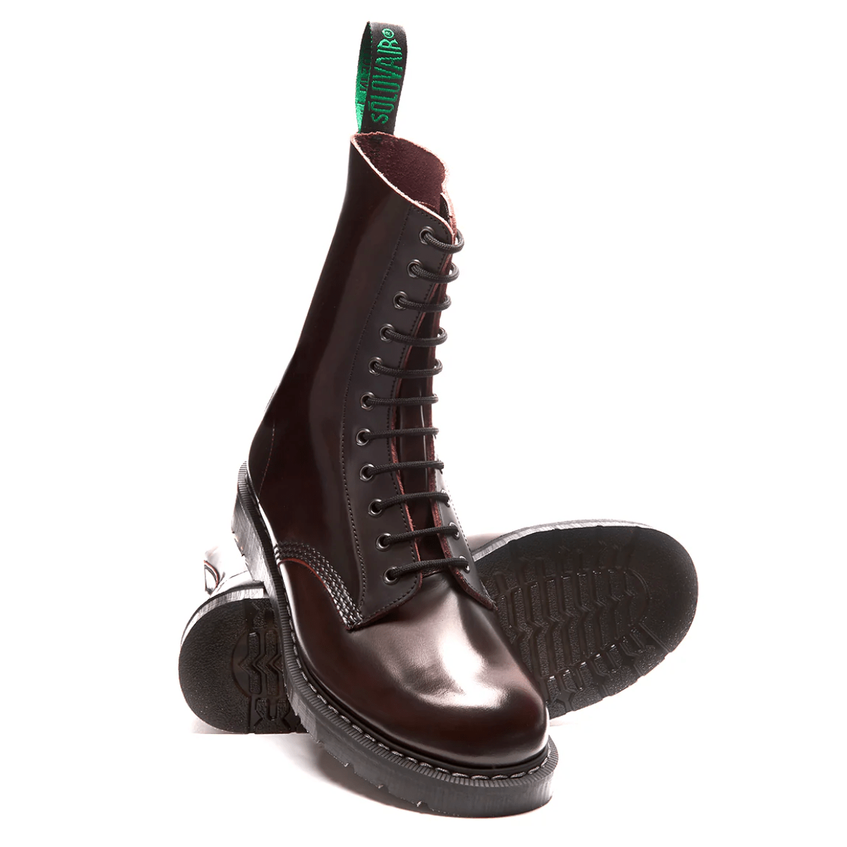 Solovair 11 Eye Derby Boot in Burgundy Rub-off - Getoutside Shoes