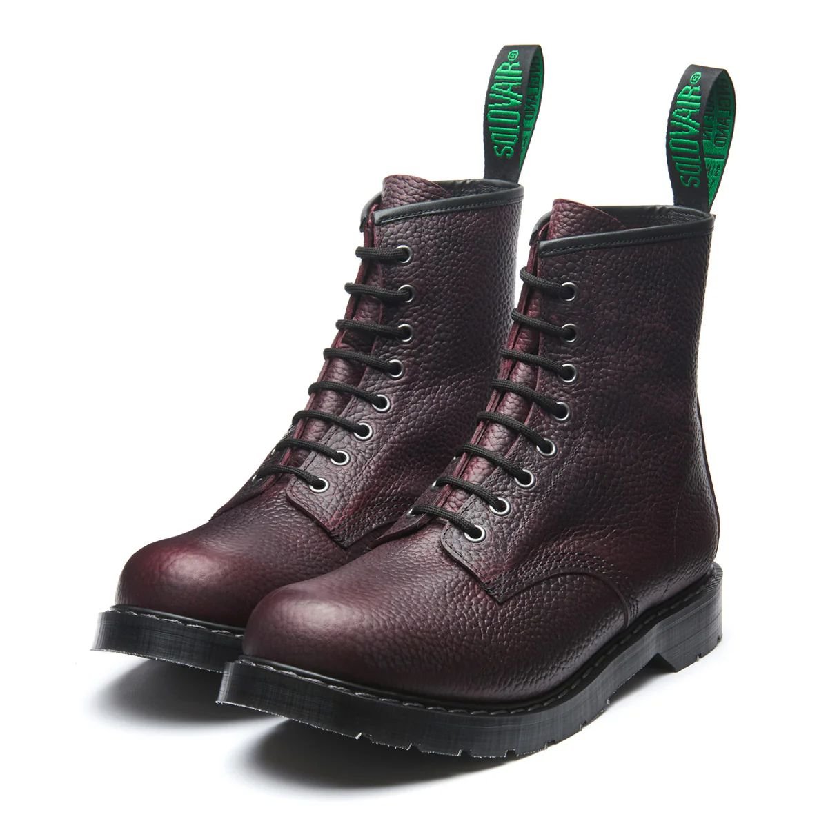 Solovair 8 Eye Derby Boot in Burgundy Gaucho Grain - Getoutside Shoes