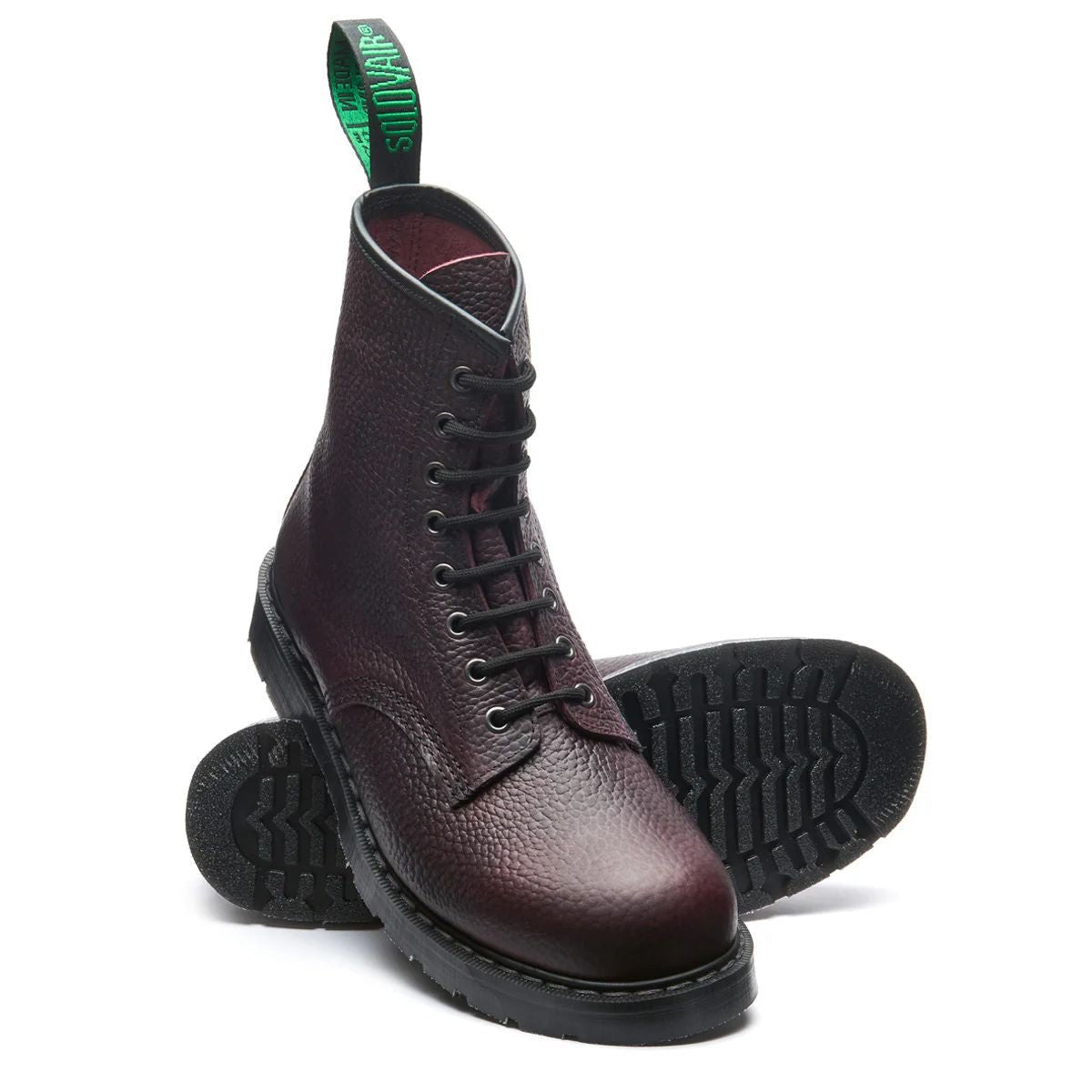 Solovair 8 Eye Derby Boot in Burgundy Gaucho Grain - Getoutside Shoes