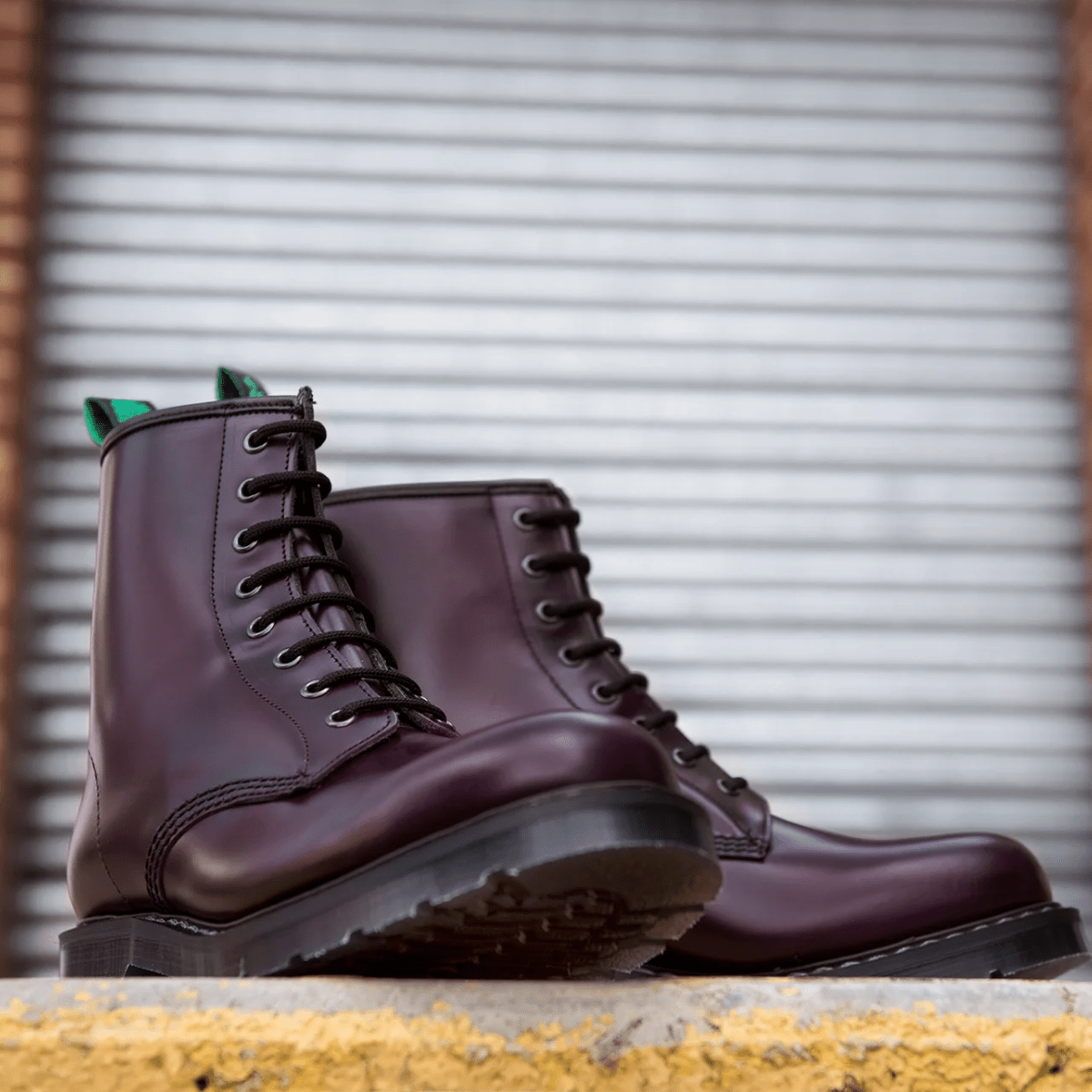 Solovair 8 Eye Derby Boot in Purple Hi-Shine - Getoutside Shoes