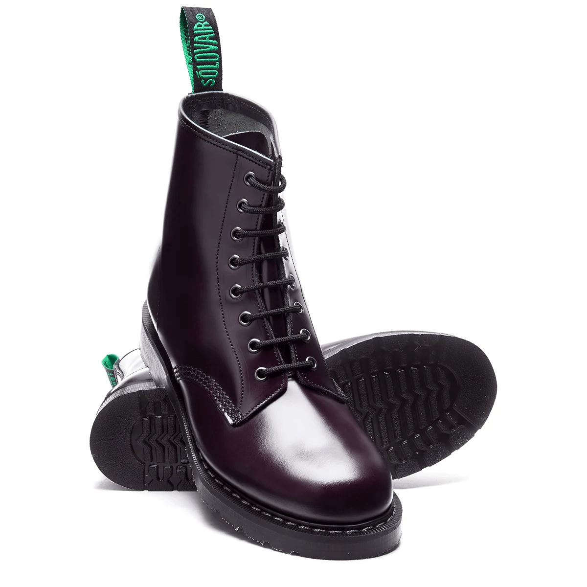 Solovair 8 Eye Derby Boot in Purple Hi-Shine - Getoutside Shoes