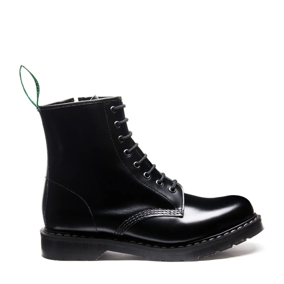 Solovair 8 Eye Zip Derby Boot in Black Hi - Shine - Getoutside Shoes