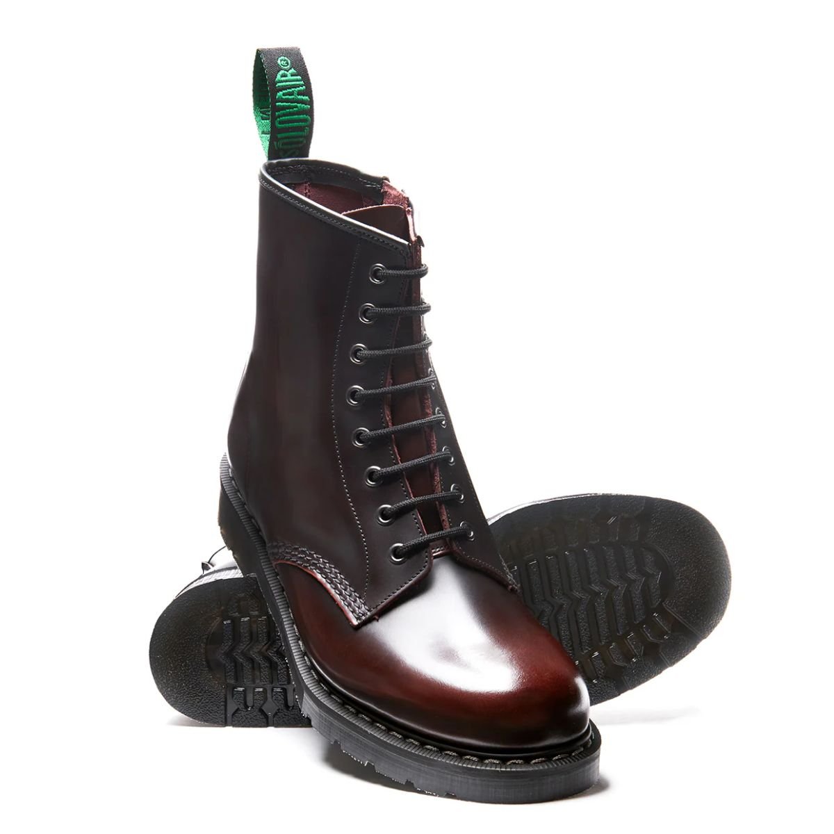 Solovair 8 Eye Zip Derby Boot in Burgundy Rub - Off - Getoutside Shoes