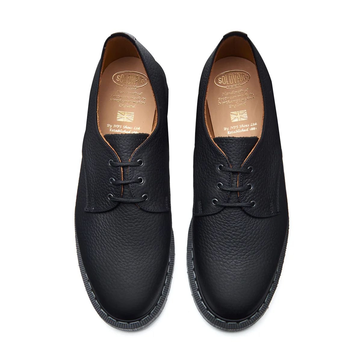 Solovair Grain Gibson in Black Greasy - Getoutside Shoes