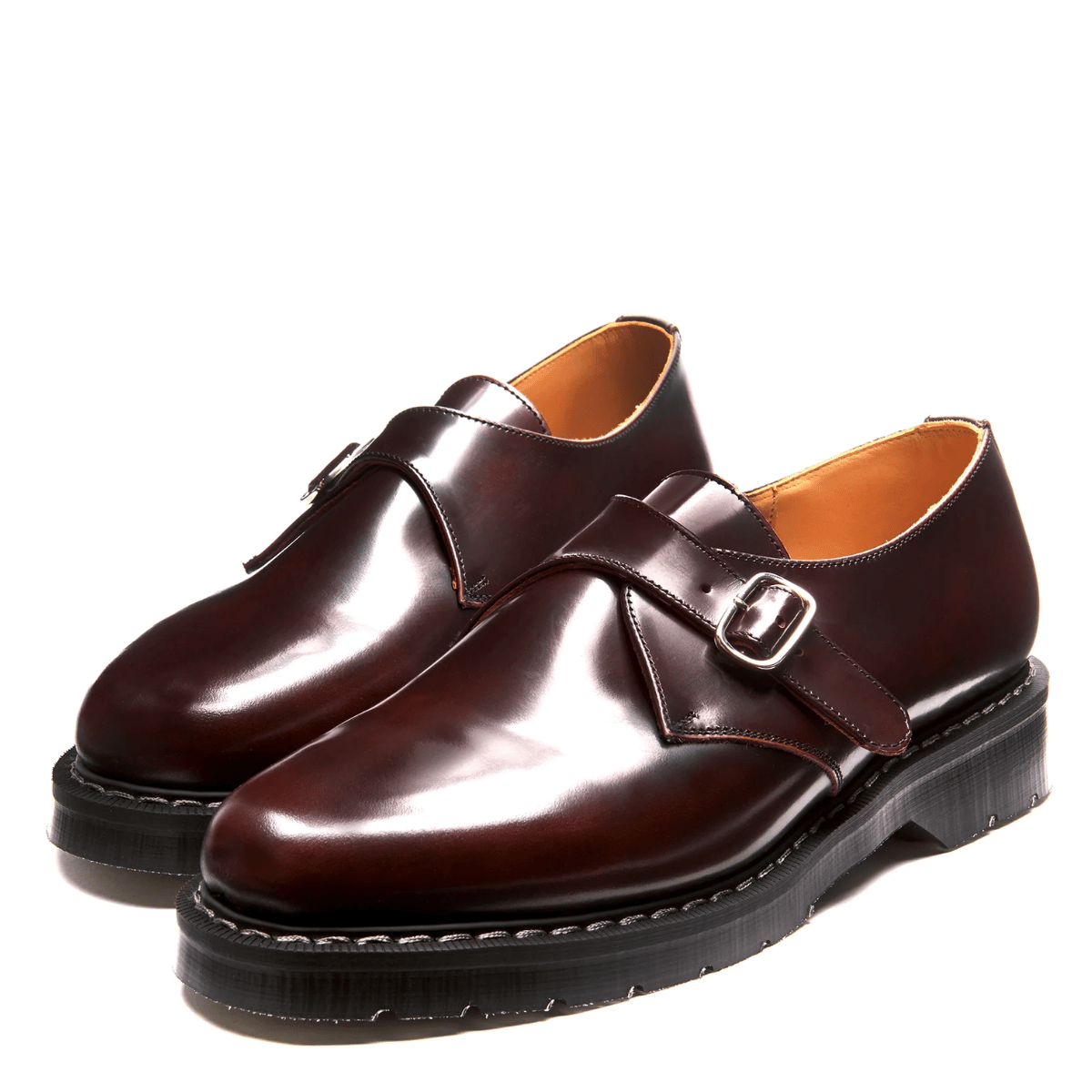 Solovair Single Buckle Monk Shoe in Burgundy Rub-Off - Getoutside Shoes