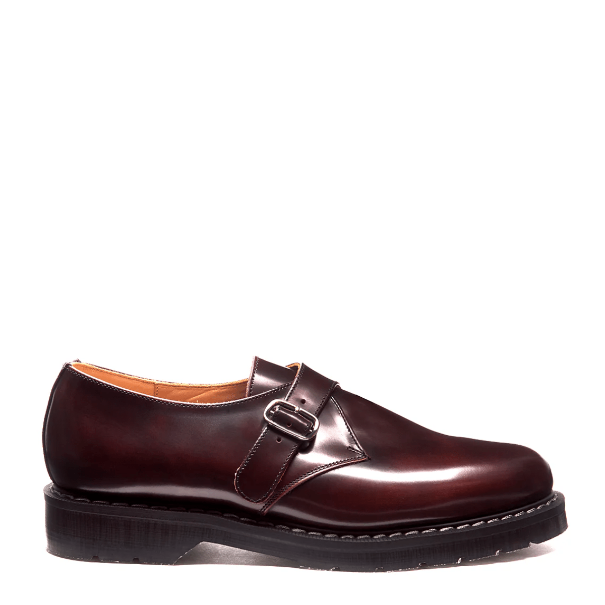 Solovair Single Buckle Monk Shoe in Burgundy Rub-Off - Getoutside Shoes