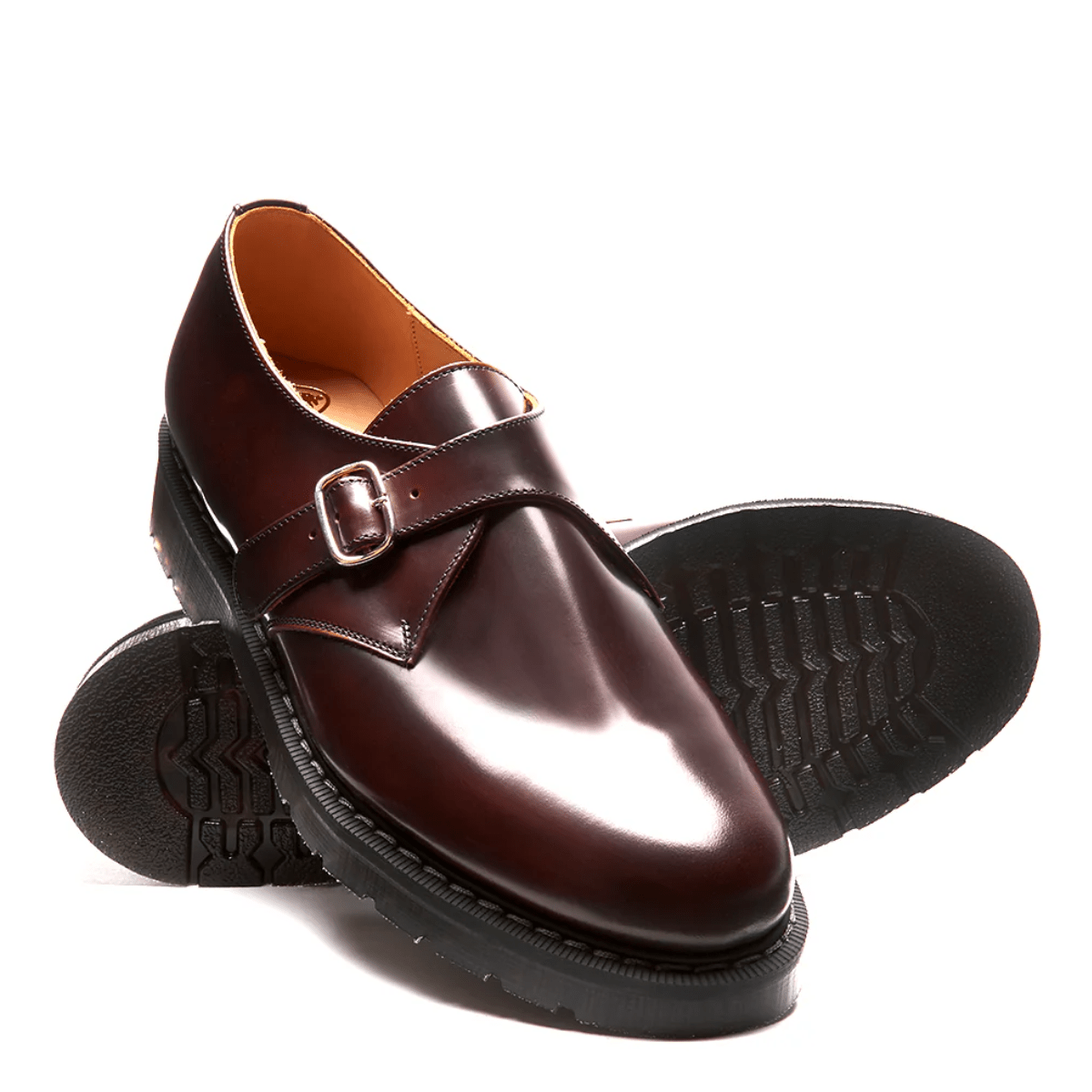 Solovair Single Buckle Monk Shoe in Burgundy Rub-Off - Getoutside Shoes