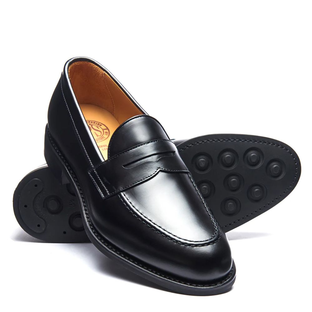 Solovair Penny Loafer in Black Hi-Shine