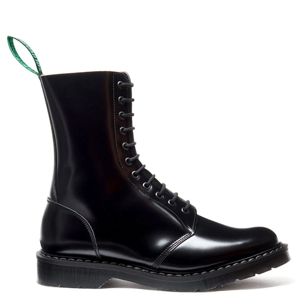 Solovair 11 Eye Astronaut Boot in Black Hi-Shine