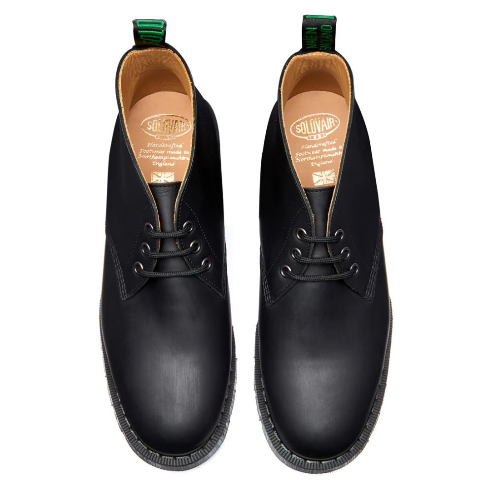 Solovair 3 Eye Chukka Boot in Black Greasy