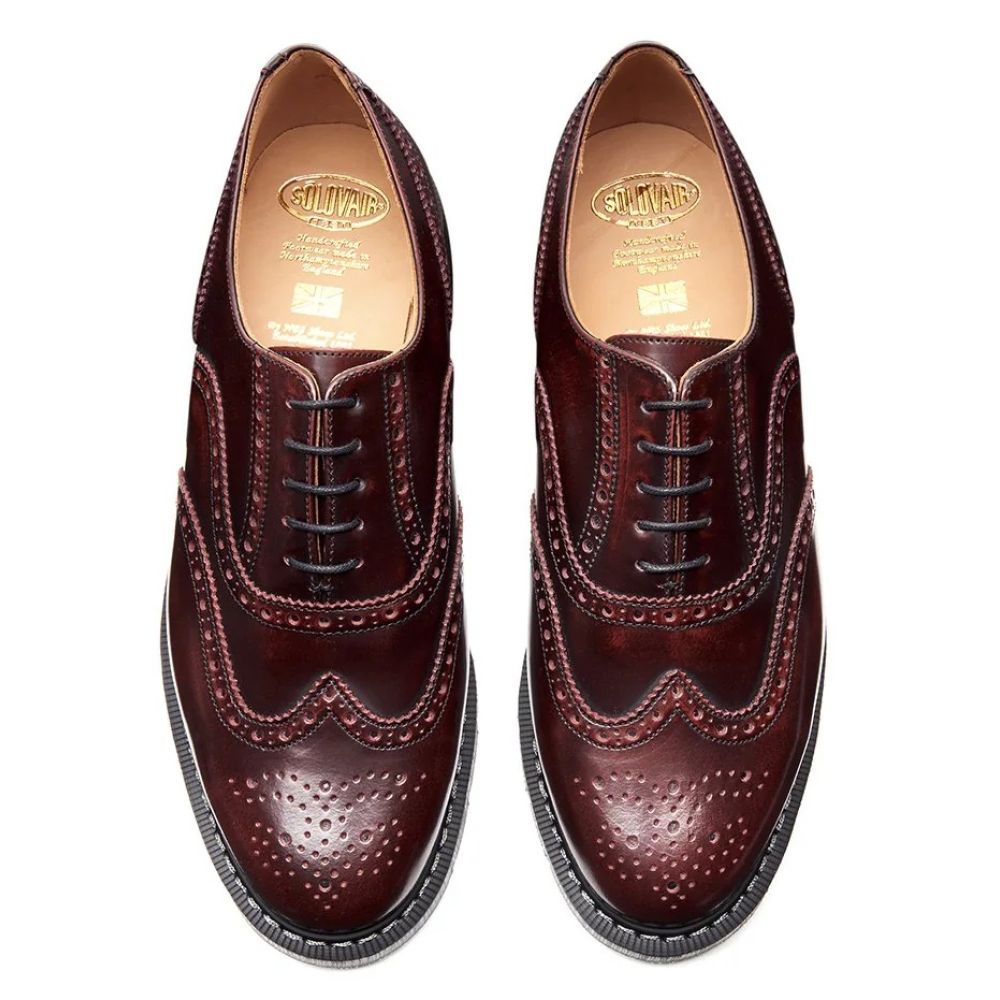Solovair English Brogue in Burgundy Rub-Off