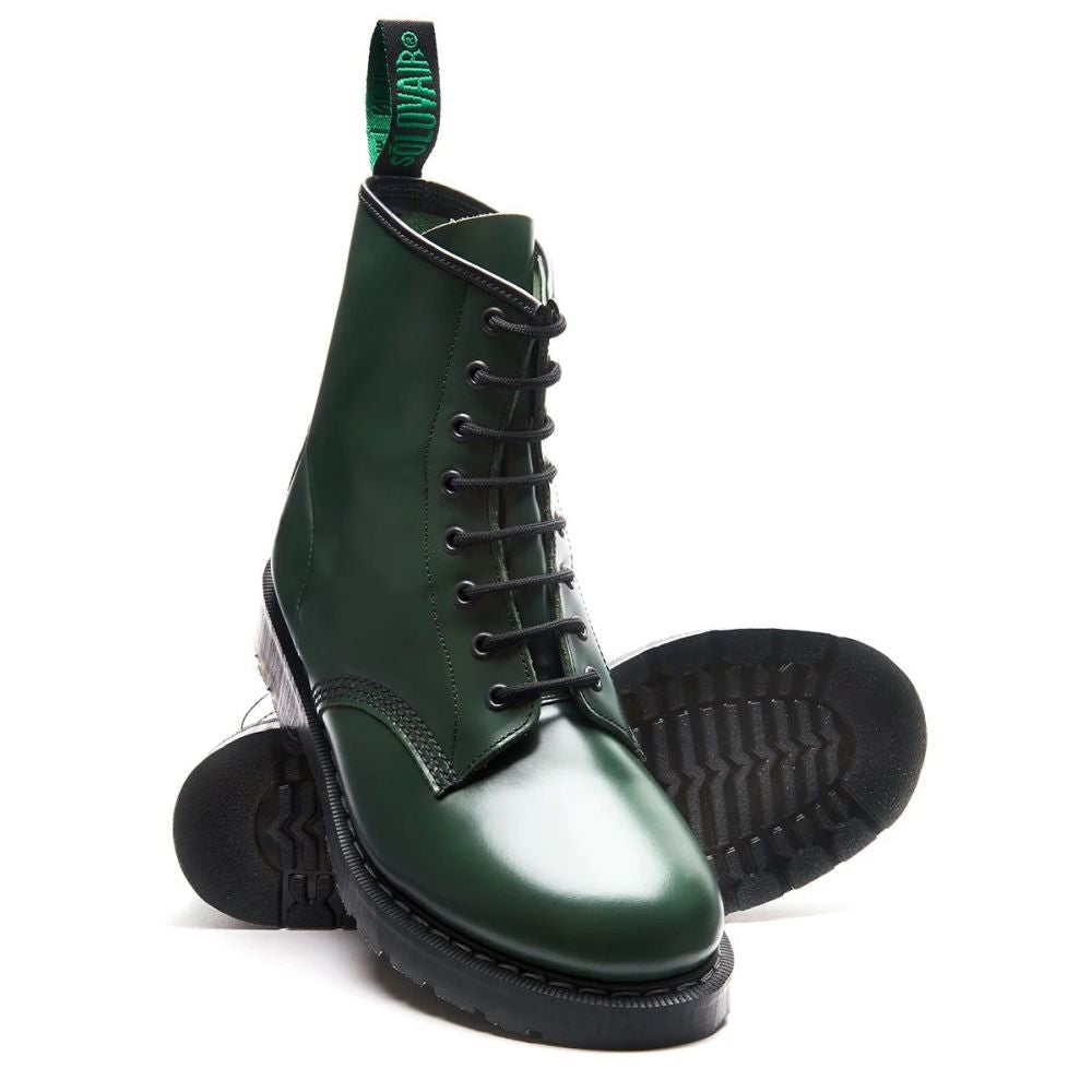 Solovair 8 Eye Derby Boot in Green Hi-Shine