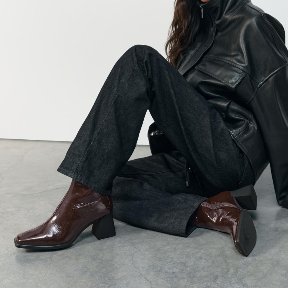 Vagabond Women's Hedda Ankle Boots in Dark Brown Patent Leather - Getoutside Shoes