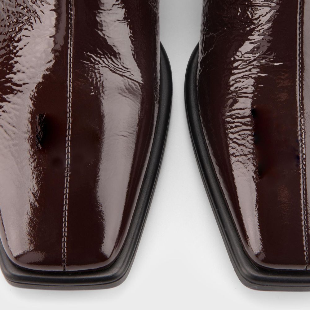 Vagabond Women's Hedda Ankle Boots in Dark Brown Patent Leather - Getoutside Shoes