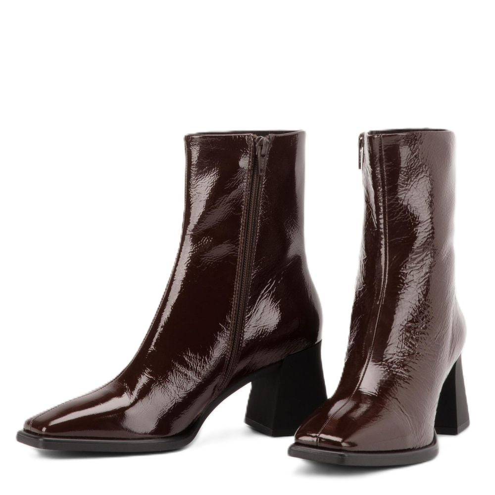 Vagabond Women's Hedda Ankle Boots in Dark Brown Patent Leather - Getoutside Shoes